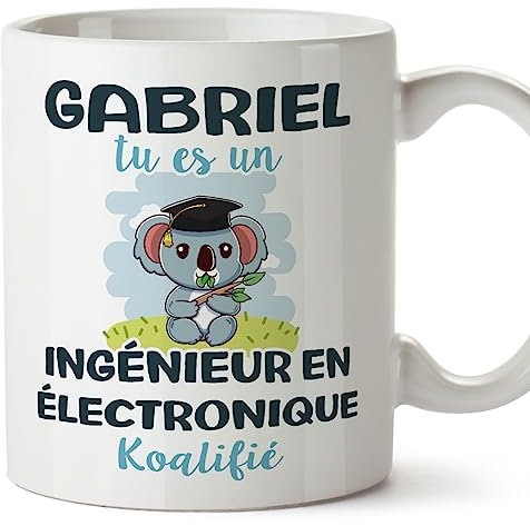 MUGFFINS Tazas Personalizadas para INGENIERO ELECTRÓNICO - En Francés - Koalifies Personalisés - 11 oz / 330 ml - Regalo Personalizable original y divertido
