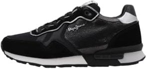 Pepe Jeans Zapatillas de Piel Brit Sequins Negro