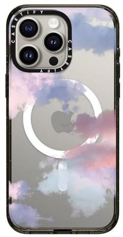 CASETiFY Impact Case for iPhone 15 Pro Max [4X Military Grade Drop Tested / 8.2ft Drop Protection/Compatible with Magsafe] - Clouds - Clear Black
