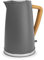 Schneider SCKEN17G-2 Wasserkocher, 1,7 L, 2200 W, Sturmgrau mit Holzoptik-Griff, Skandinavisches Design