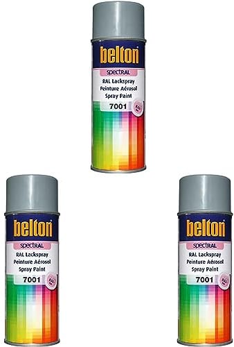 belton spectRAL Lackspray RAL 7001 silbergrau, glänzend, 400 ml - Profi-Qualität (Packung mit 3)
