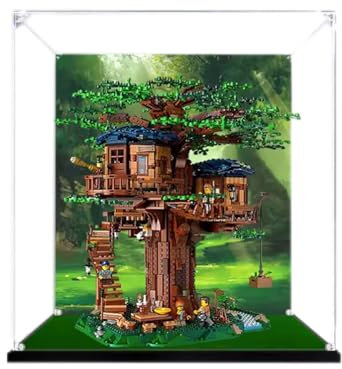 Acrylic Display Case for Lego Ideas Tree House 21318,Showcase,Protect & Decorate Model with Dustproof Storage,Gifts (Background E)