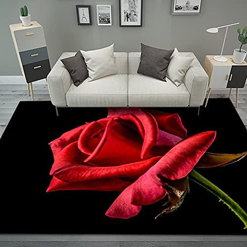 DUGYGA In und Outdoorteppich Rose with Thorns,in Handarbeit hergestellt Teppich für den Innen und Außenbereich, Terrasse, Garten, Wohnzimmer oder Küche 100X200cm(39X92inch)
