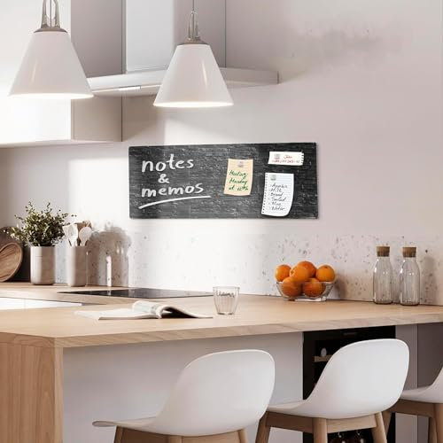 KARAT Magnettafel Magnetpinnwand Memoboard zum Beschriften - Notiztafel div. Designs - Tafel abwaschbar mit Halterung Magneten, SCHWARZ 20x60cm