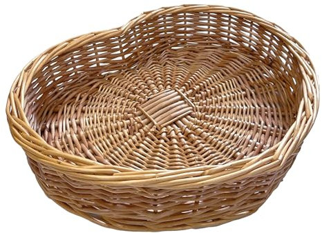 Arthur Cameron Heart Shape Wicker Storage Basket Footstool Shelf Tray (Natural, Large)