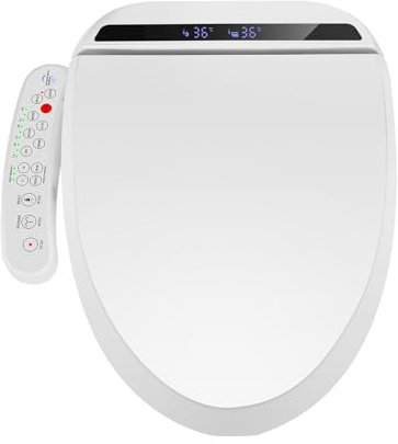 ARTETHYS Electronic Smart Bidet Toilet Seat with Warm Air Drying, Heated Seat Bidet with Self-Cleaning Nozzle Adjustable Warm Water Power Saving, Elongated