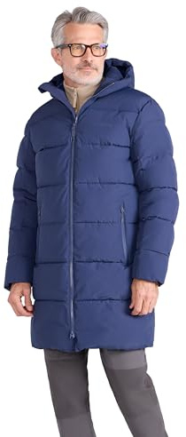 Mountain Warehouse Vortex Mens Longline Padded Jacket - Water-resistant & Thermal tested -30 °C Puffer Coat with Front Pockets - Best for Camping & Outdoors Navy M