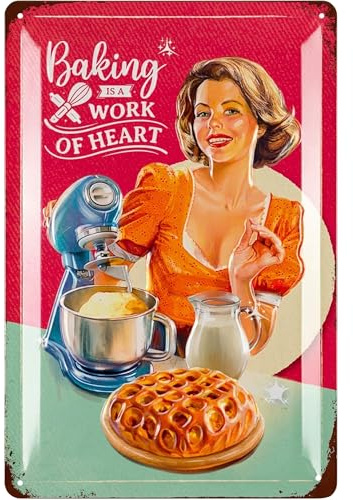 LANOLU Retro Blechschild Backen Geschenk für Bäcker und Backfans, Blechschilder Küche, Küche Wanddeko, Geschenke für Hobbybäcker - 20x30cm