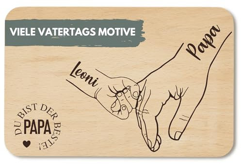 Frühstücksbrettchen personalisiert mit Wunschgravur Papa - Geschenk Vatertag - Geschenk Himmelfahrt - Brettchen Holz Bester Papa (Papa + 1)