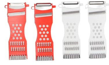 4pcs Gemüseschäler, 7 in 1 Kunststoff Küche Gemüseschneider Obstreibe Hobel, Multifunktionaler Gurkenhobel Kartoffelschäler Karottenreibe