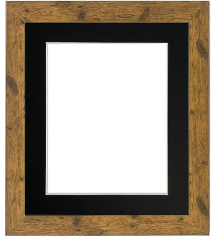 FRAMES BY POST Studio Antik Holz-Bilderrahmen mit schwarzem Passepartout, 60 x 80 cm, Bildgröße 50 x 70 cm