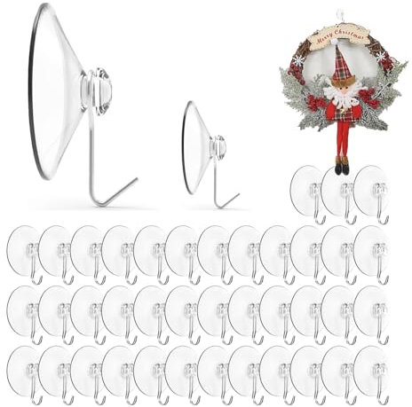 SLshiBo 40 Pièces Crochet Ventouse, 40mm Petite Ventouse Crochet Plastique, Crochet à Ventouse Transparent, Crochet Muraux avec Ventouse pour Salle de Bains et Cuisine