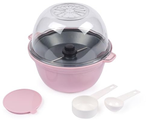 Giles & Posner Mini Popcorn Maker Machine – Non-stick Corn Plate, Hot Air Popcorn Popper, Electric Stirring, Cool Touch Handles, Healthy Fat-free Snack, Mess-Free With Serving Bowl, Pink, EK6224GSPNK