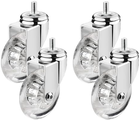 Rollen, Torräder für Holz, schwere Beanspruchung. EIN Satz von 4 Lenkrollen für Möbel, Ø 75 mm, mit Gewindestiften M8 x 15, M10 x 15 und Kugellagern, Gummi-Lenkrollen, Transportgehäuse, M8 x