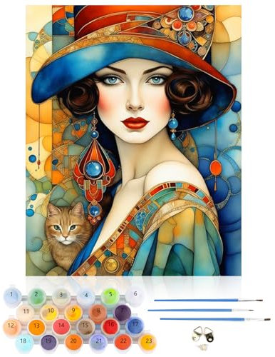 CEOVR Peinture Numero Adulte Kits,Kits de Peinture au Numéro,Style Bohème DIY Painting by Numbers Femme à la Mode Peinture à Dessin,30x40 cm,Sans Cadre