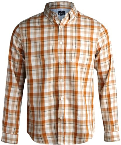 Ben Sherman Men's Button Down Shirt - Regular Fit Long Sleeve Button Down Shirt - Casual Dress Shirt for Men (S-XL), Tofu, Large