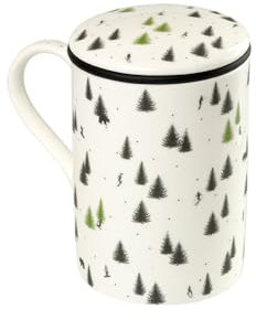 TEA SHOP - Taza de Té con filtro y tapa - Mug Classic Pyrenees - Taza para Tés e Infusiones de Porcelana - Taza con infusor para té