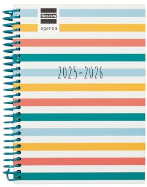 Finocam - Agenda Diva Curso 2025 2026 Semana Vista Horizontal Septiembre 2025 - Junio 2026 (curso lectivo) + Julio y Agosto resumidos Colors Español