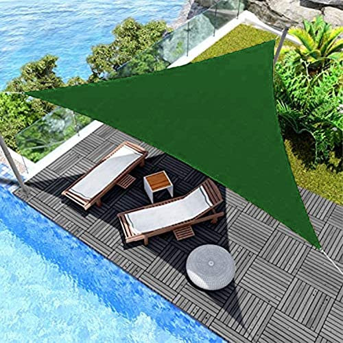 Triangle Canopy 8.4x8.4x8.4m PU Coated Awning Dustproof & Windproof Pergola with Rope Fixing Kits for Garden Beach Patio Dark Green