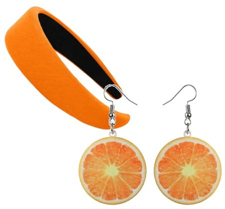Aperol Kostüm Damen Breit Haarreif Orange Und Orangen Ohrringe Aperol Karneval Kostüm Gepolstert Haarband Stirnband Haarschmuck Zitronen Kostüm Fasching Aperol Spritz Accessoires