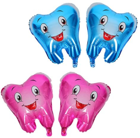 BESTYASH 4stücke Zahn Ballons Aus Aluminiumfolie Für Abschlussparty Dekoration Zahnthema Party Zubehör Leicht Aufzublasen Für Schulanfangsparty Babypartys