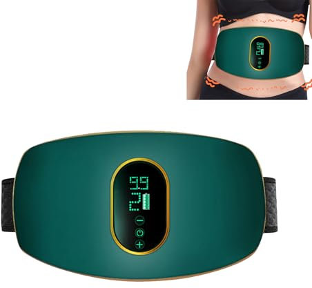 HASAIKA® Cinturón Abdominal De Masaje, Máquina de masaje de barriga, Cinturón De Adelgazamiento Eléctrico, Masaje vibratorio en dos etapas, ideal para el hogar, la oficina y los viajes (verde)