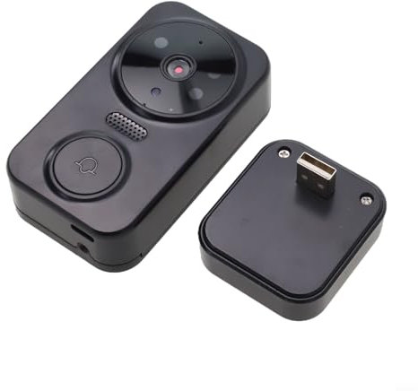 Yuanpgky WiFi Video Doorbell Camera Wireless with Two-Way Voice Communication Mobile Phone Control App Compatible 2.4G Network(Black)