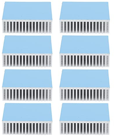 Segrehy 8 Stück Aluminium Kühlkörper 50x50x15mm schnelle Wärmeabfuhr für CPU LED Leistungsverstärker mit Klebstoff einfache effiziente Kühlung