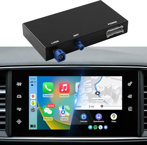 Kit de módulo CarPlay y Android inalámbrico para Peugeot y Citroën Smeg (Picasso, DS4, DS3, 308, 508, 208, 2008, 3008, C4), Compatible con MirrorLink y cámara Original