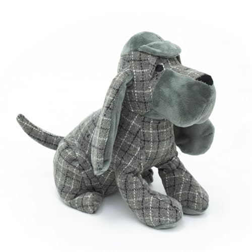 Jerry Basset Hound Grey Dog Doorstop | Fabric Hound Dog Shaped Door Stop with Hat | Novelty Decorative Fabric Animal Door Stopper 1.5kg - 24cm