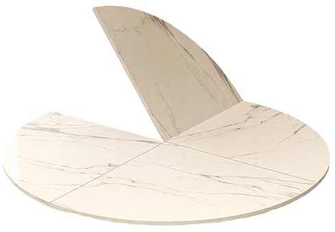 Zusammenklappbarer runder Esstisch, ausziehbar, ohne Beine, Holz, halbrunder Tisch für Partys im Innenbereich, einfache Lagerung, 120 cm, modernes weißes Finish