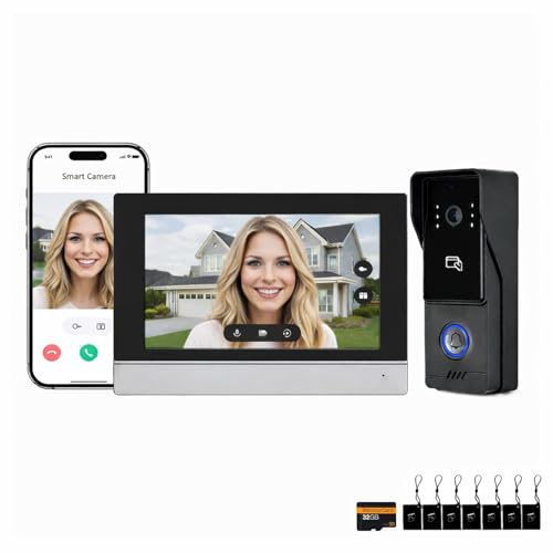 HVLOSNE Videocitofono WiFi TUYA con monitor interno, citofono video con controllo accessi, apertura porta tramite app e RFID (IC) / NFC, per abitazioni e locali commerciali(1)
