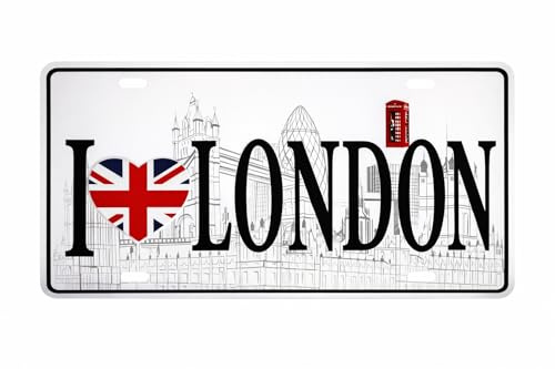 I Love London Deko Metallschild 30 x 15 cm Magnet Wandschild Vintage City Design für Kühlschrank Büro Home Bar Café Dekor