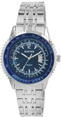 Raptor Damen Armbanduhr Analog in Silber, Gesamtlänge 23.5 cm, Edelstahlarmband – 3 ATM