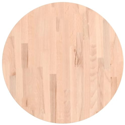 Tmriohed Tischplatte rund 60 x 4 cm aus massivem Buchenholz unbehandelt Moderne Massivholzplatte als Couchtischplatte DIY Schreibtischplatte für Living Room Balkon Büro