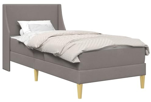 vidaXL Bettgestell mit Matratze mit Kopfteil Polyester, Moderne Bettgestell, atmungsaktives Material, Bequeme Schaummatratze, minimalistisches Design, platzsparend für Dein Schlafzimmer