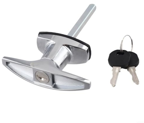 Zinc Alloy T Handle Lock, Camper Shell Latch Mechanism for Truck Canopy, Weather Resistant Cabinet Lock, Outdoor Storage Box Hasp, Utility Trailer Door Catch, Pickup Cap Security(A)
