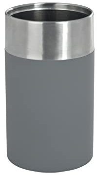 Wenko 19971100 Zahnputzbecher Creta grau - Soft-Touch, Kunststoff/satinierter, rostfreier Edelstahl, ø 7.3 x 11 cm