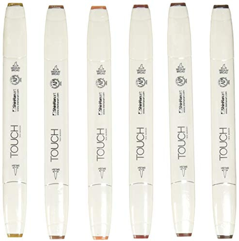 Touch Brush Marker Wood Colors 6er Set