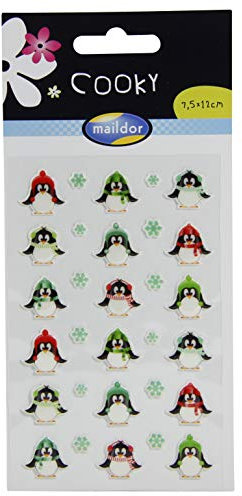 Maildor 560537O Packung mit Stickers Cooky 3D (1 Bogen, 7,5 x 12 cm, ideal zum Dekorieren, Sammeln oder Verschenken, Pinguine) 1 Pack