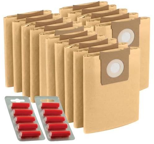 SPARES2GO Strong Dust Bags for Titan 16L 20L 30L 40L Vacuum Cleaners (Pack of 15 + 15 Fresheners)