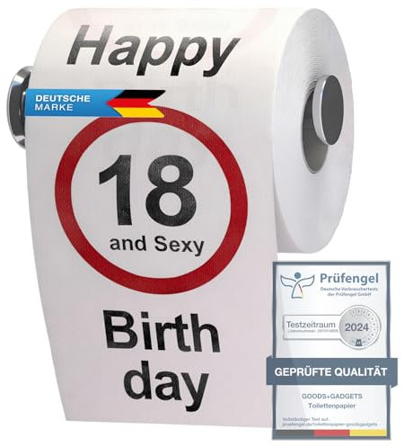 Papier toilette d'anniversaire drôle Papier toilette Décoration d'anniversaire Articles cadeaux (18e anniversaire)
