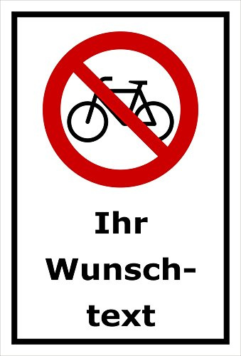 Melis-Folienwerkstatt Schild Fahrräder/Radfahren verboten - Wunschtext – 15x10 cm – Aufkleber – mehrere Größen/Materialien