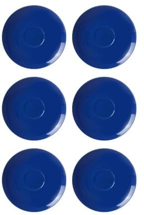 Ritzenhoff & Breker Doppio Kaffeeuntertassen, 6er Set, Indigo Blau, ø 16 cm, Kaffee Unterteller mit farbigem Rand, Untere aus Porzellan, Spülmaschinengeeignet