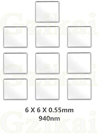 Gzikai 10pcs/1 Lot 6mm×6mm×0.55mm 940nm IR Infrared Narrow Bandpass Filter Optical Glass FWHM NBF940 for Camera Lense and Face Recognition