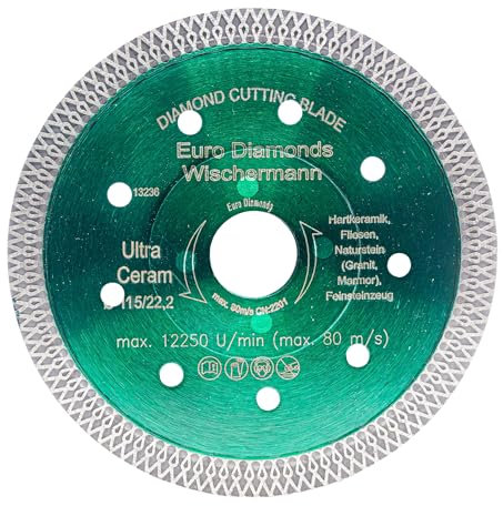 Profi Diamant-Trennscheibe Ceramic Super Ultra von EDW, 115 mm x 22,2mm, Fliesenscheibe/Fliesentrennscheibe, zum schneiden von Fliesen, Feinsteinzeug, Keramik, Naturstein, Granit, Marmor
