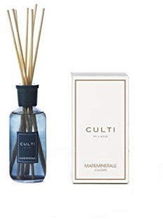 Culti Diffusor Stäbchen Blau Stil 250 ml Milano | Maremininer Duft Marine-Marine-Marine-Musk Mineral-Musk – Haltbarkeit 3 Monate – Meterware von 10 bis 20 qm