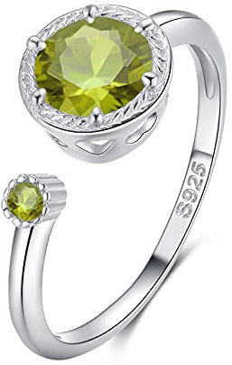 Qings Peridot Ring aus 925er Sterling Silber, August Ring Geburtsstein Offene Ringe für Frauen Mädchen