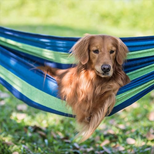 1-2 Personas Hamaca Jardin 200KG Capacidad de Carga Amacas Colgantes Exterior de Lona Transpirable y Cómoda para Camping Patio Interior y Exterior (Azul, 260x150cm)