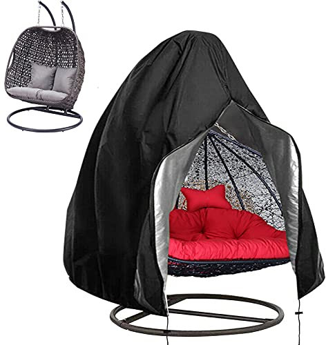 Hängesessel Schutzhülle, longziming groß Abdeckung für Hängesessel Oxford Wasserdicht, Winddicht, UV-Beständiges, mit PVC-Überzug, Kordelzug Schwarz (200 x 230 cm)